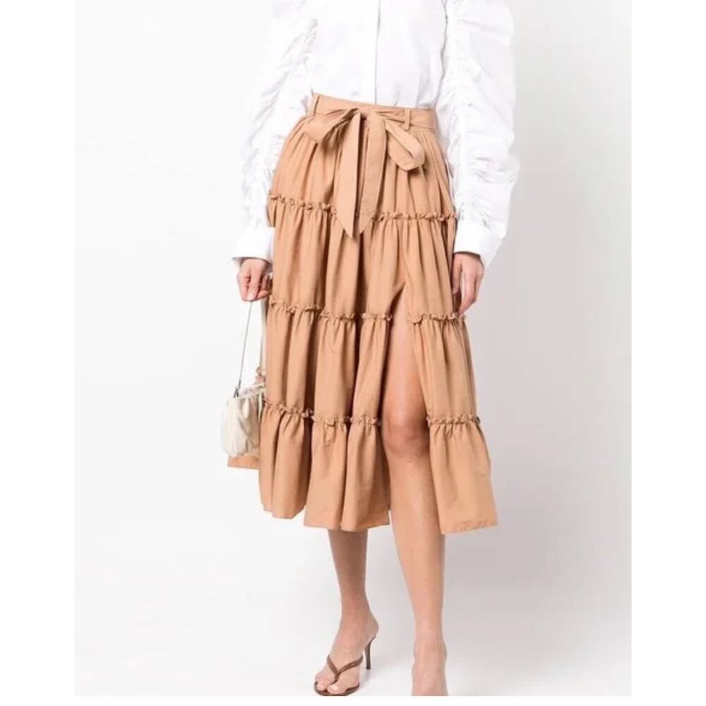 Cinq a Sept Jackie Tiered elated MIDI A Line in Sahara Size 6 Pristine Condition